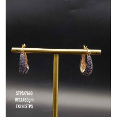 Sapphire cz 925 sterling silver gold plated huggie earrings